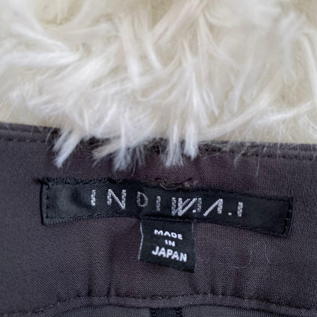 インディヴィ　ノーカラージャケット　セットアップ　グレー　パンツスーツ