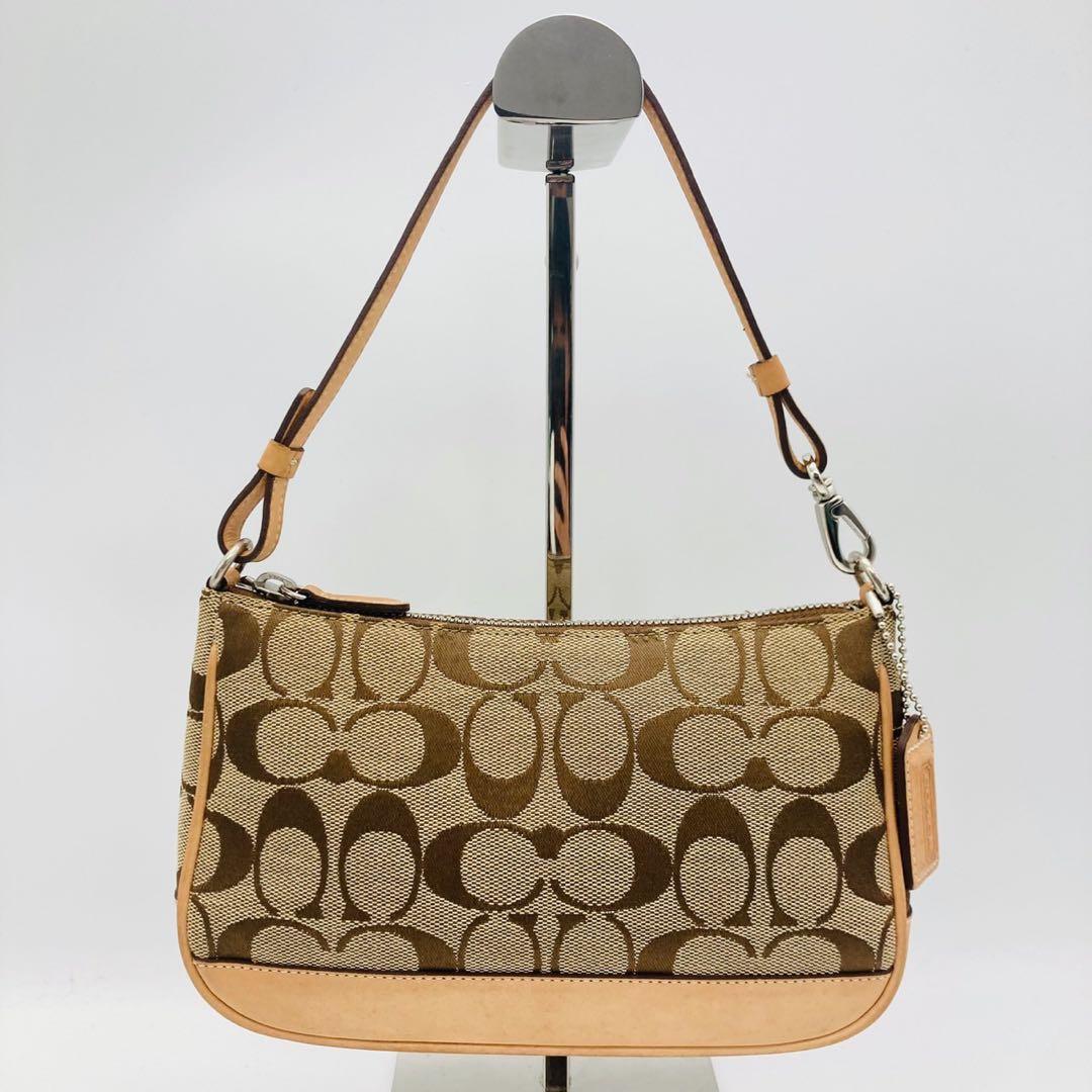 COACH コーチ アクセサリーポーチ ワンショルダー シグネチャー ブラウン