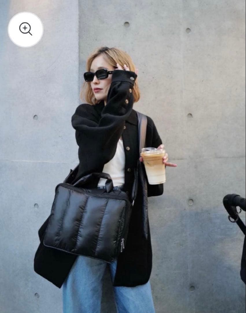 calin マザーズバッグ　ブラック　マグネット キルティング