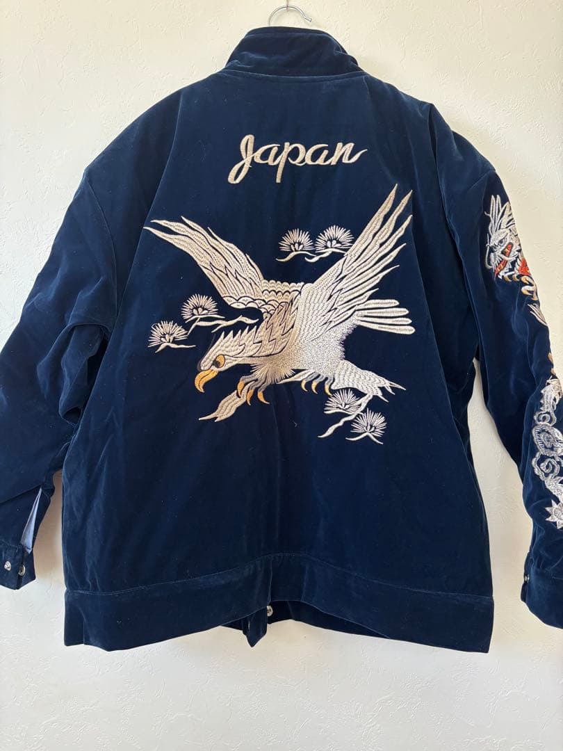 ネイビー スカジャン 鷲と桜刺繍 Japan
