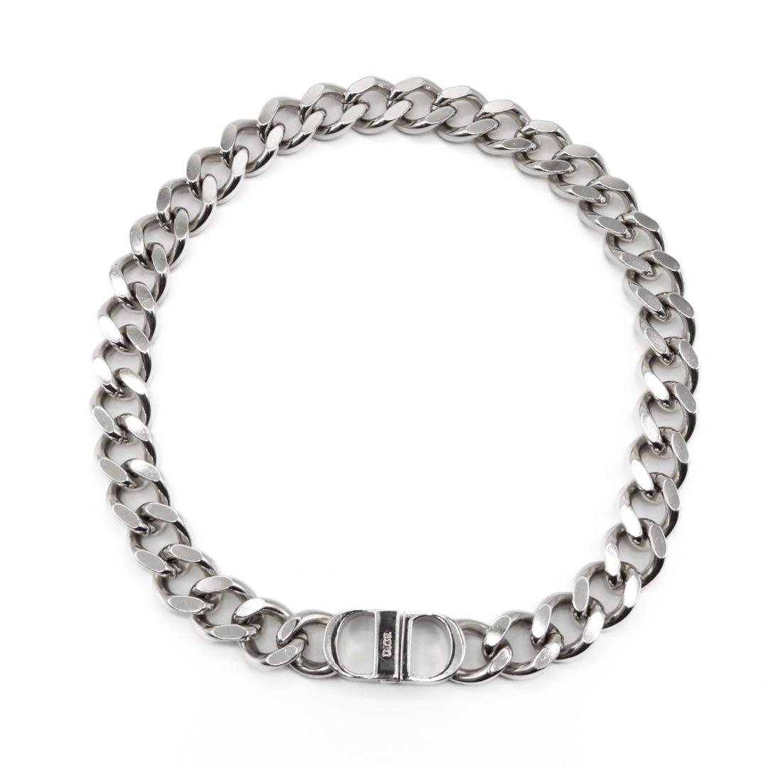 【美品】ディオール CD Icon チェーンリンク ネックレス シルバー