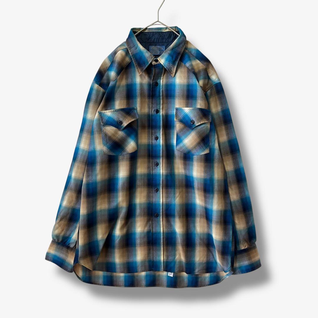 y01626 70s-80sUSA製　サー・ペンドルトン ウールシャツ　チェック