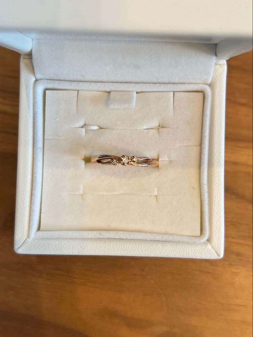 4℃ K10 ピンクゴールド ダイヤ3石リング（1.5g）