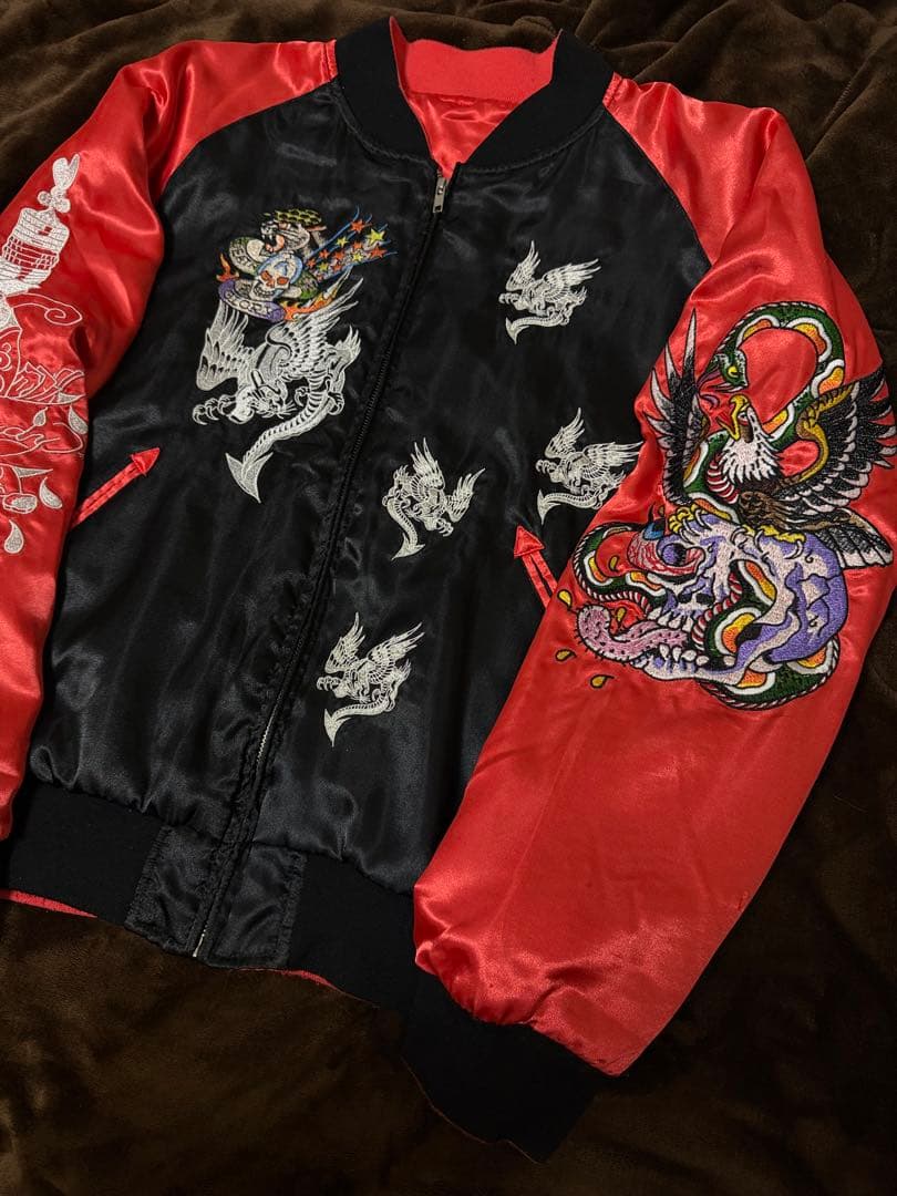 ２面用 Ed Hardy 龍 日本限定 スカジャン vintage サテン