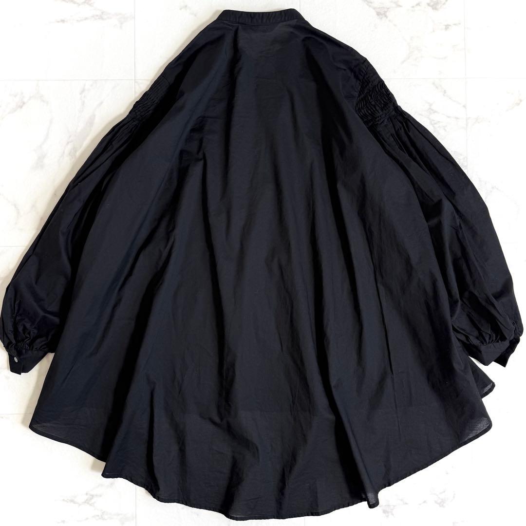 【新品】ミズイロインド ピンタックパフスリーブシャツ 定価1.9万円 ブラック