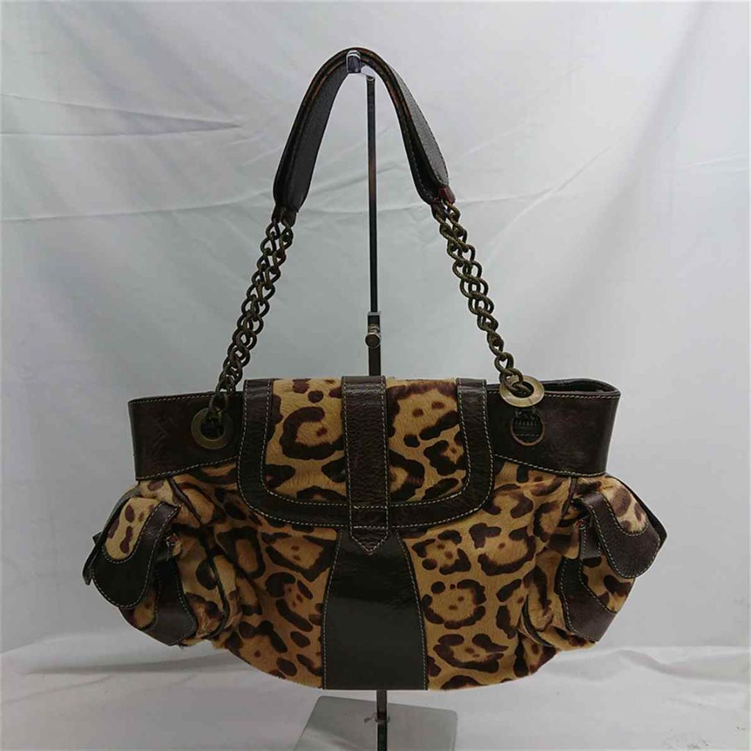★クリスチャンルブタンレオパード柄 レザー チェーンショルダーバッグ レディース