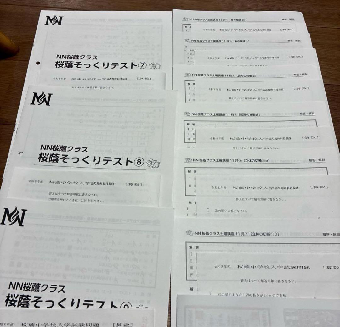 令和８年NN桜蔭算数そっくり⑦⑧⑨プラスα+b 9セット