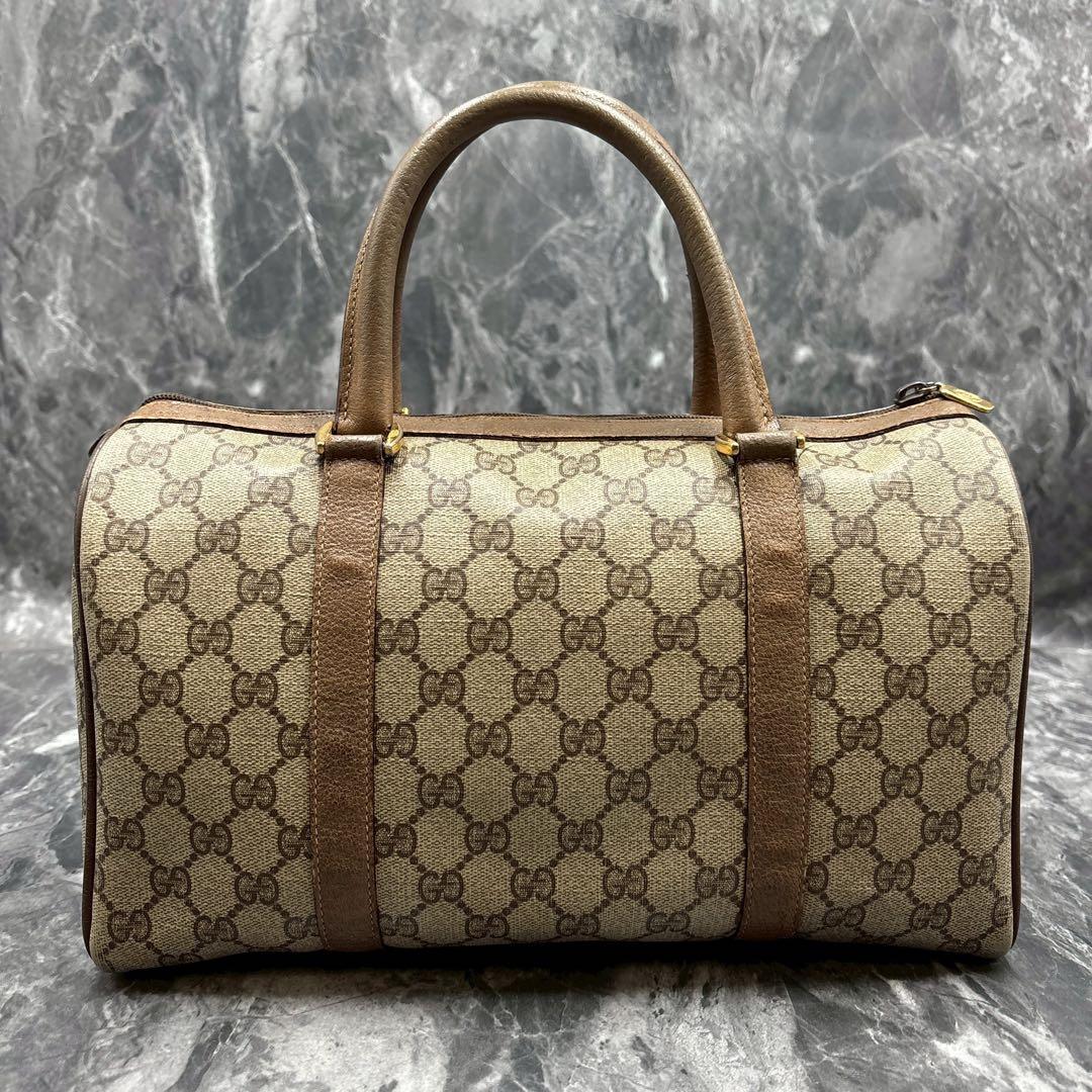 ✨美品✨GUCCI GG シェリーライン ボストンバッグ ベージュ レザー ロゴ