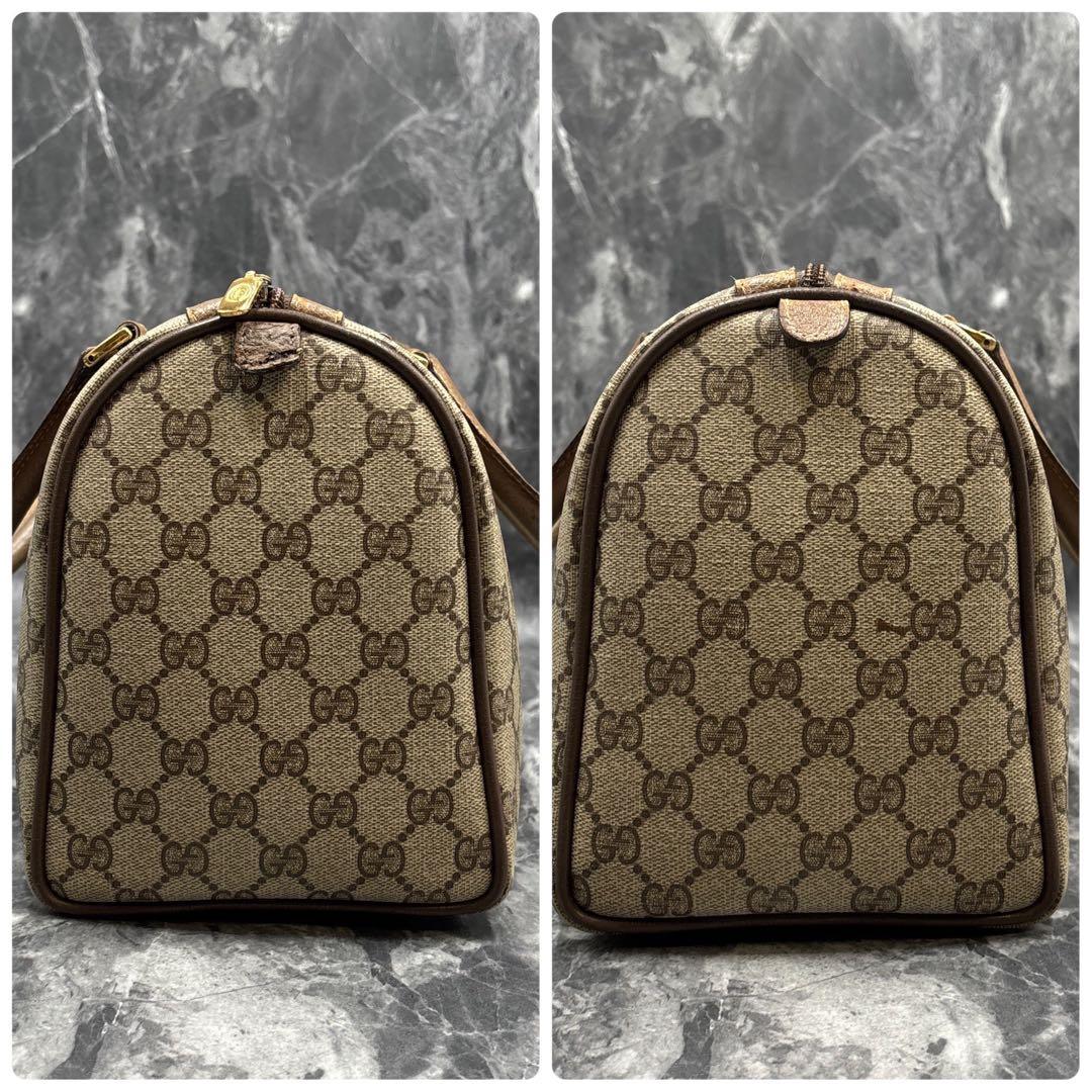 ✨美品✨GUCCI GG シェリーライン ボストンバッグ ベージュ レザー ロゴ