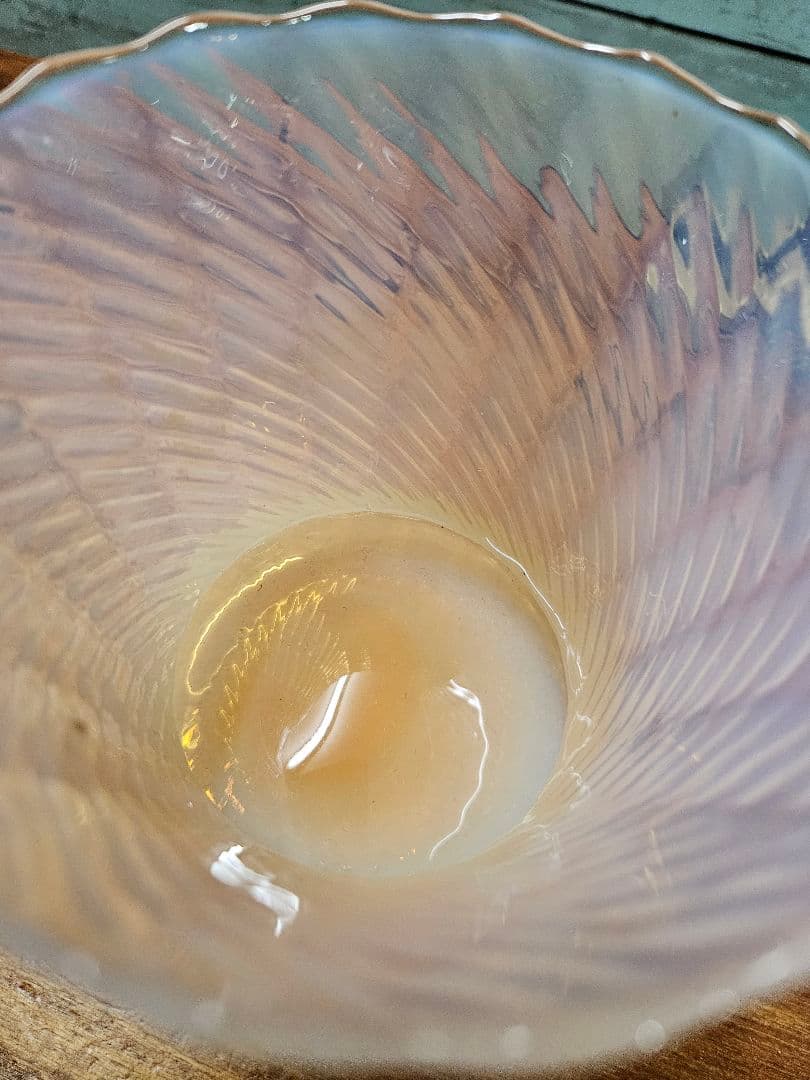 フランスアンティーク オパールセントガラスの花瓶 グラス フラワーベース