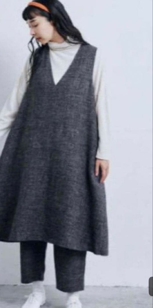 ✴︎ハルママさん専用✴︎中川政七商店　ウール麻ツイードワンピース　チャコールグレー