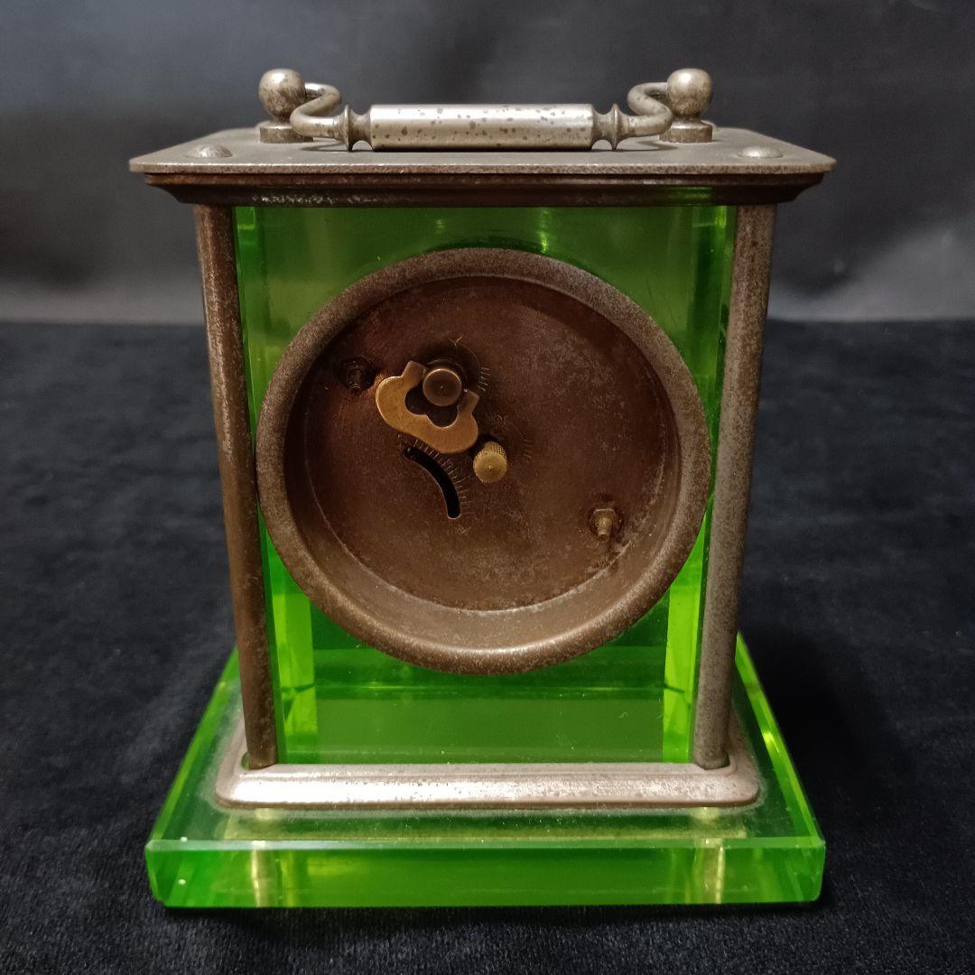 ウランガラス　置時計　ゼンマイ式 　動作確認済み　レトロ　時計