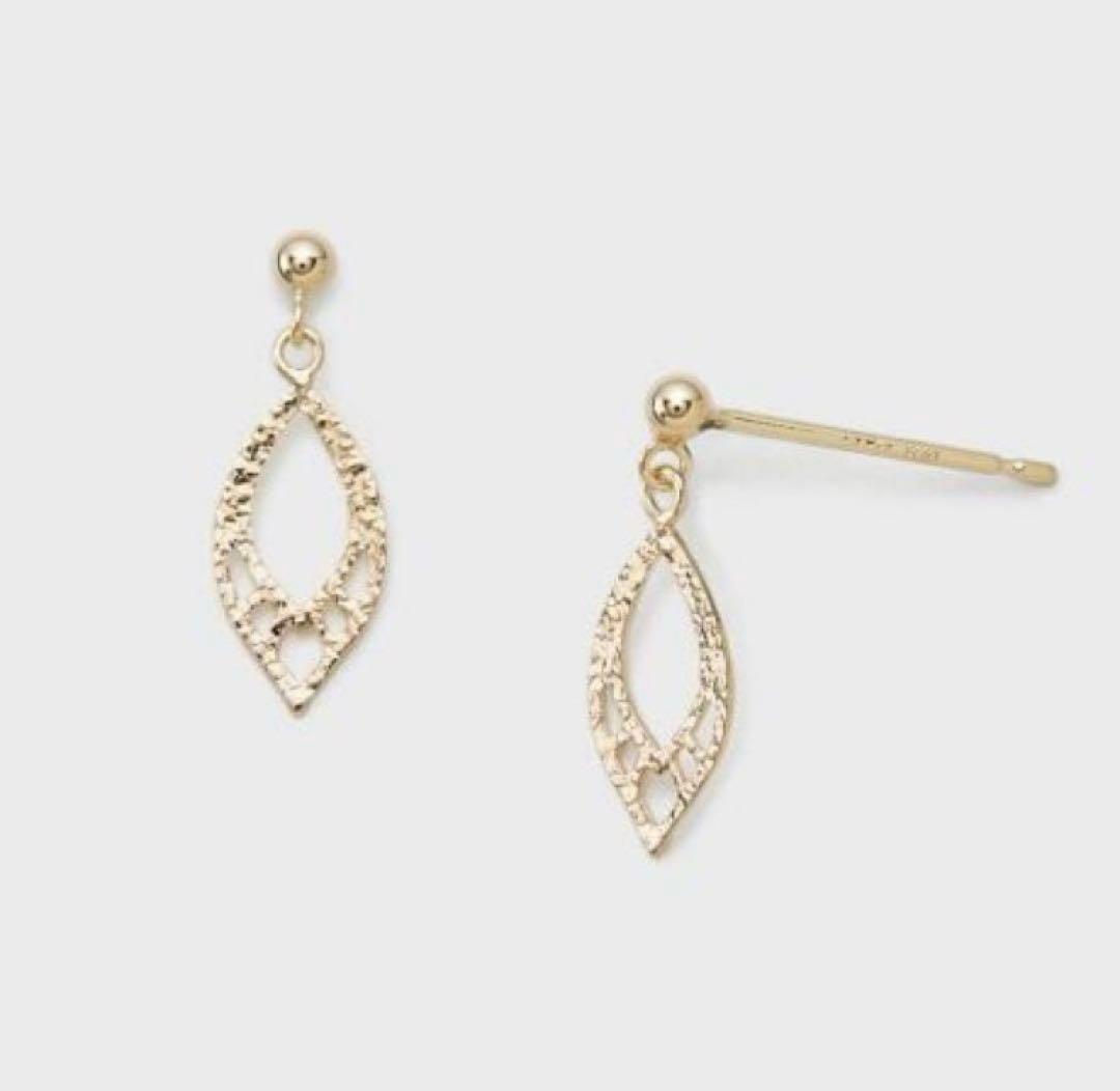 agete アガット K10 ピアス （透かしの葉）