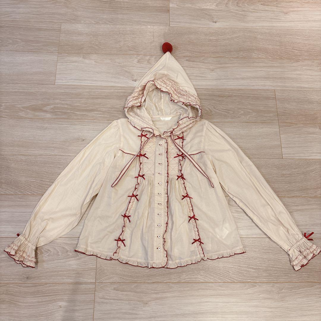 ピンクハウス サンタフード付きローンブラウス キナリ