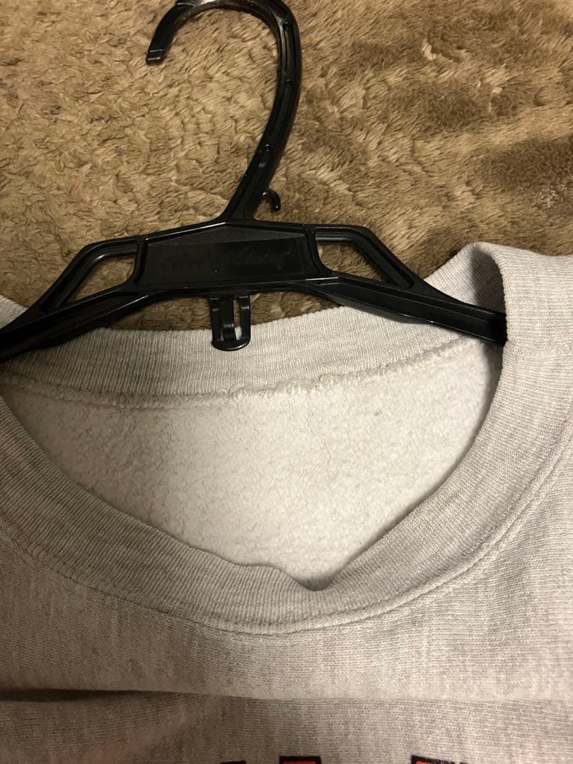 タグ無しチャンピオンリバースウィーブ　トレーナー3段プリント グレー