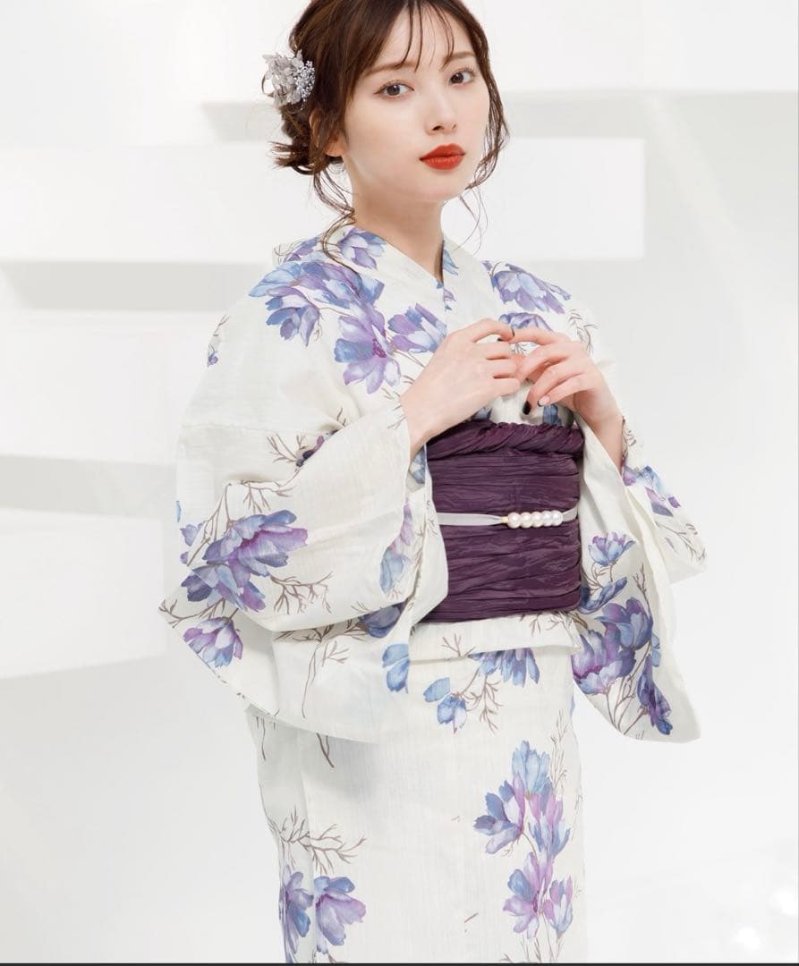 Dita 浴衣　4点セット　水彩のドライフラワー