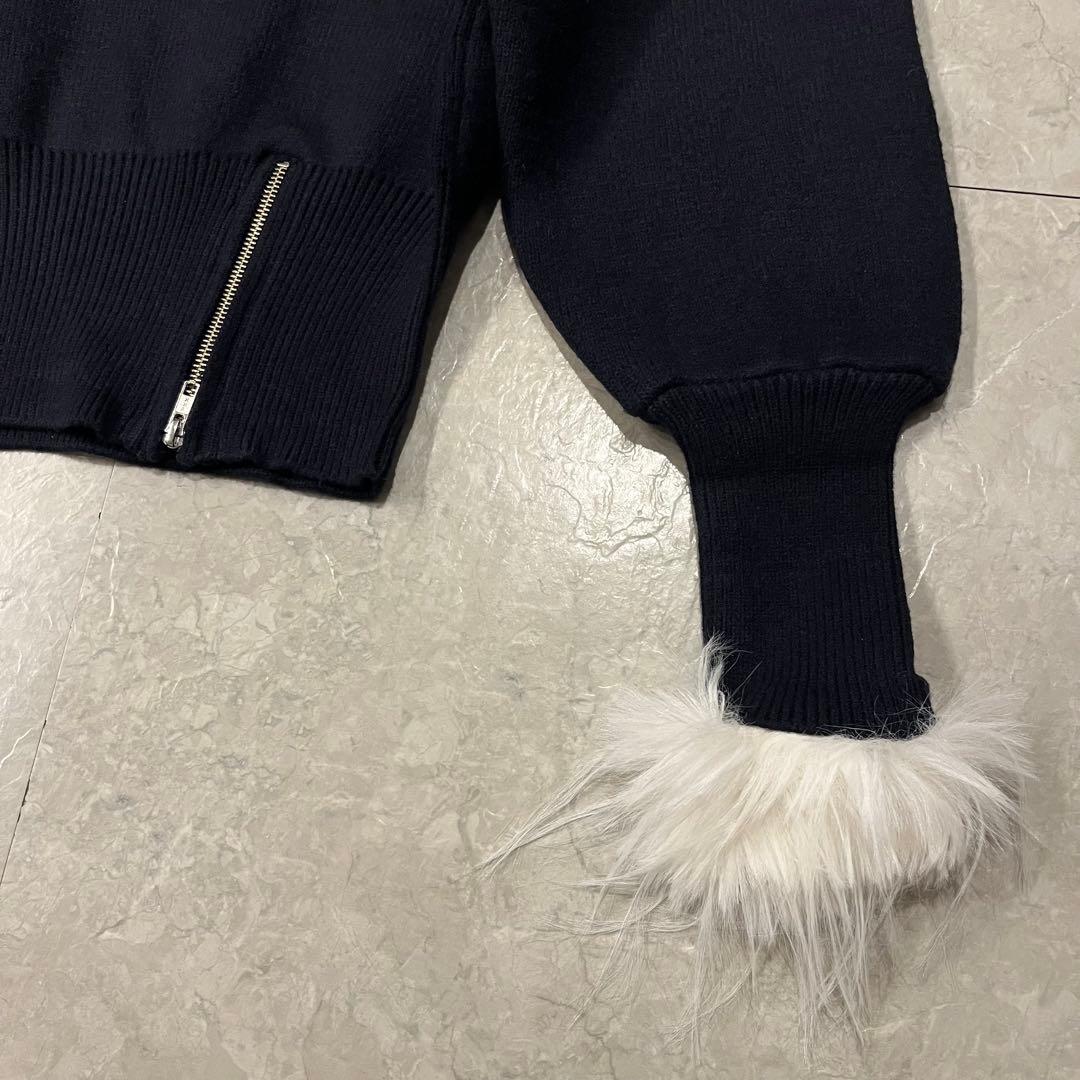 【新品未使用】Bibiy. パフスリーブファーニット ネイビー