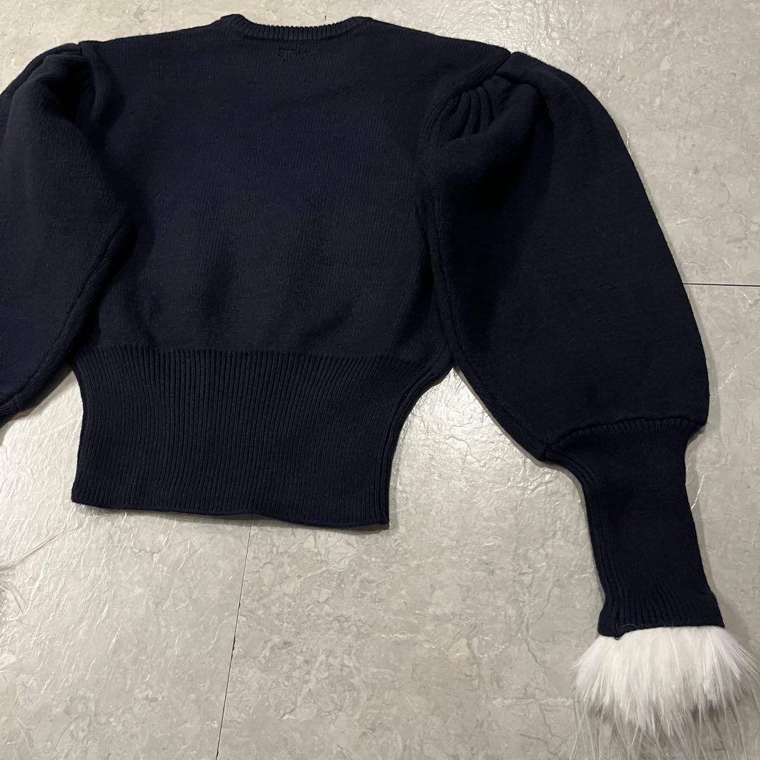 【新品未使用】Bibiy. パフスリーブファーニット ネイビー