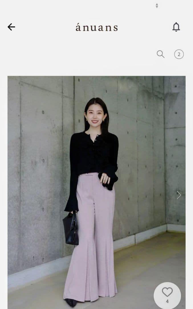 【anuans】 25AW完売品 カスケードフリルニットトップス/ ブラック