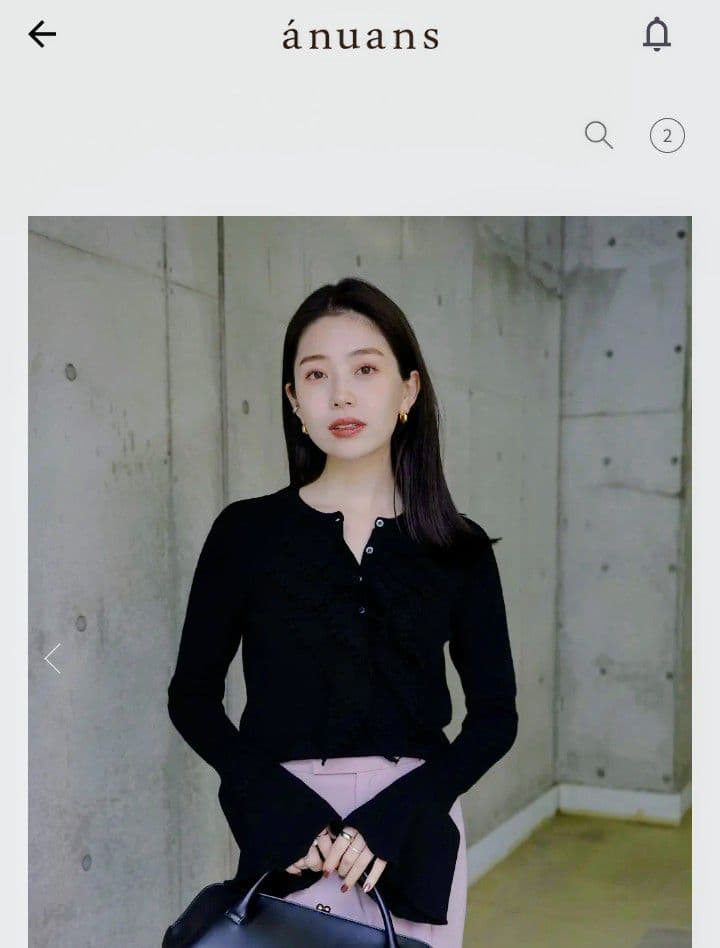 【anuans】 25AW完売品 カスケードフリルニットトップス/ ブラック