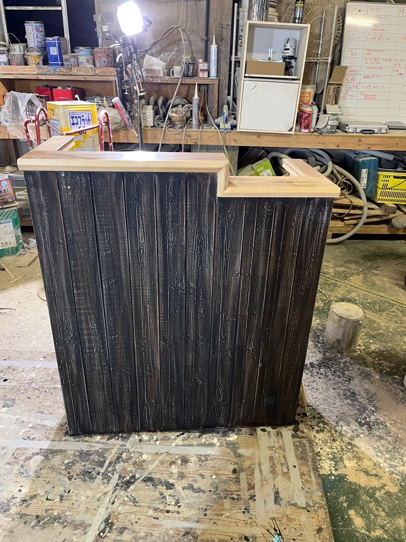 現品処分品　木製ダークブラウンカウンターテーブル