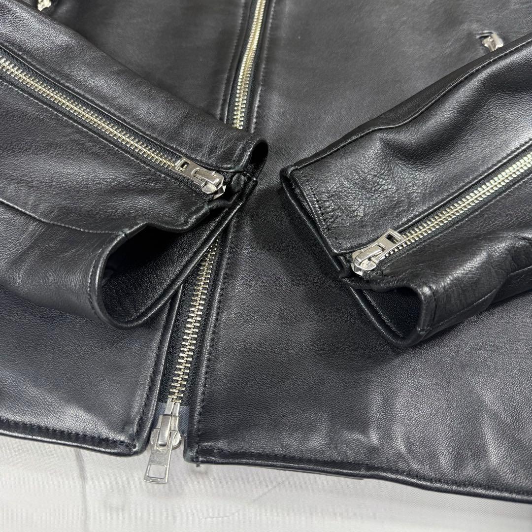 【極美品】リドム　ライダースジャケット　Wジップ　ラムレザー　黒　L