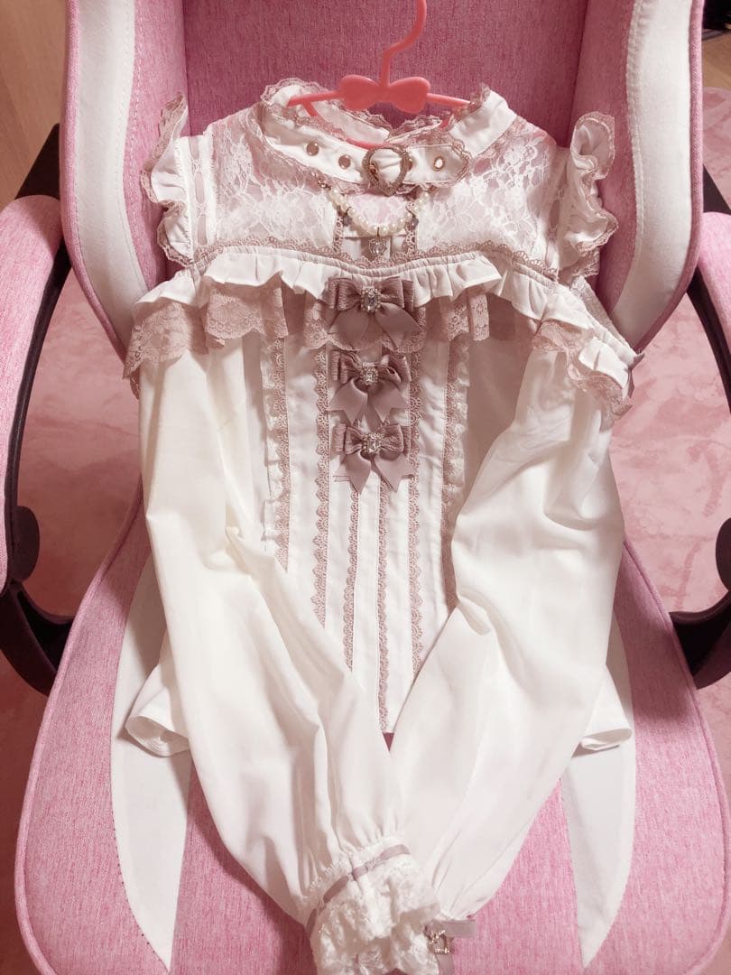 LIZ LISA 3つリボン チョーカーブラウス 白 ピンク