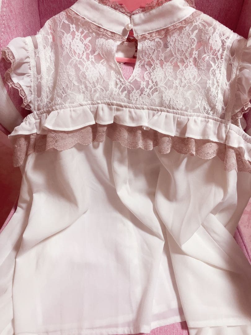 LIZ LISA 3つリボン チョーカーブラウス 白 ピンク