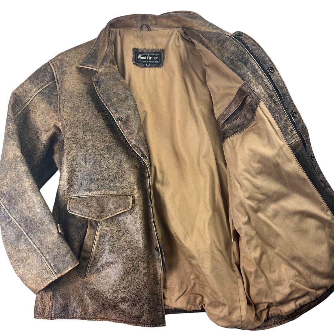 ウィンドアーマー レザージャケット XLサイズ ヴィンテージ ブラウン