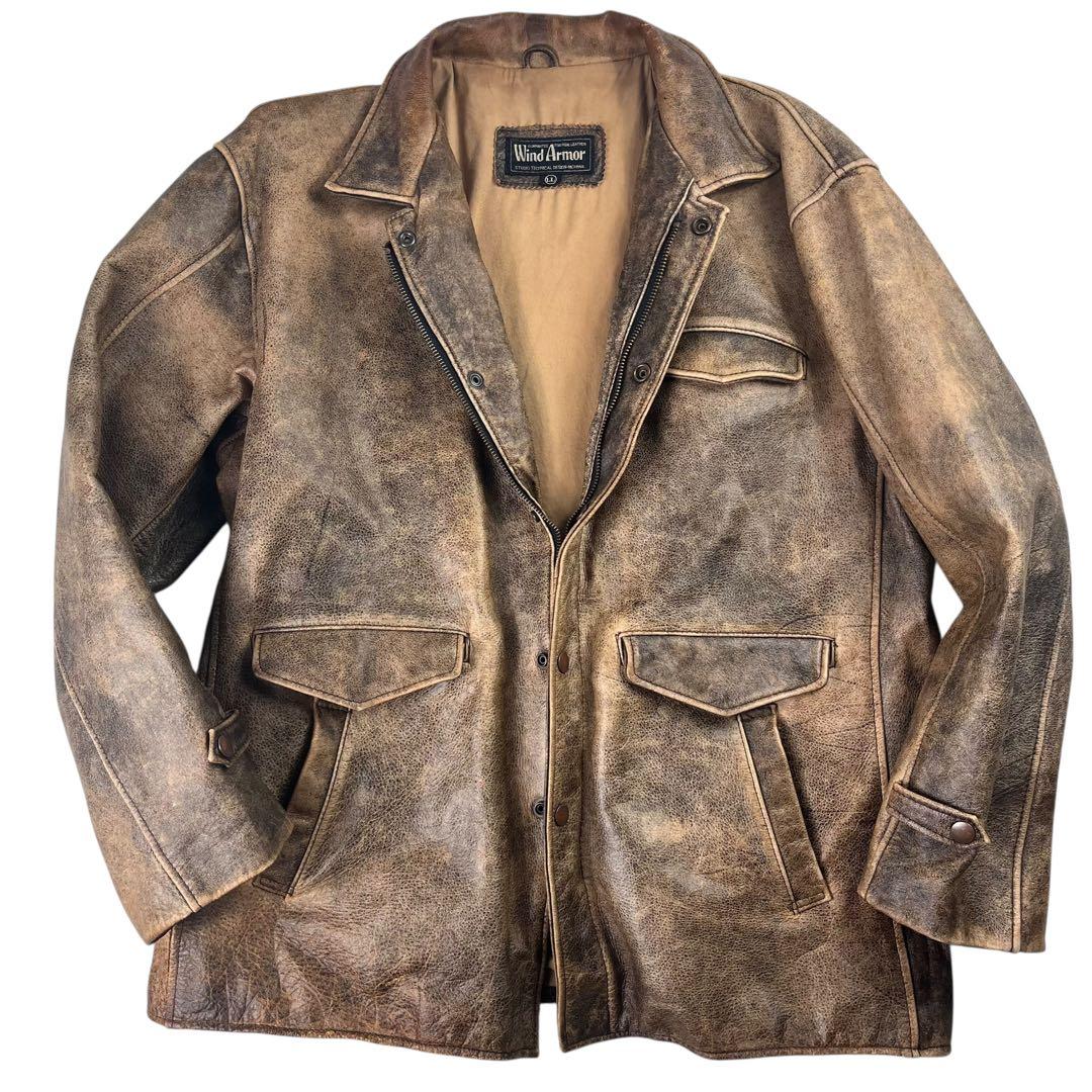 ウィンドアーマー レザージャケット XLサイズ ヴィンテージ ブラウン