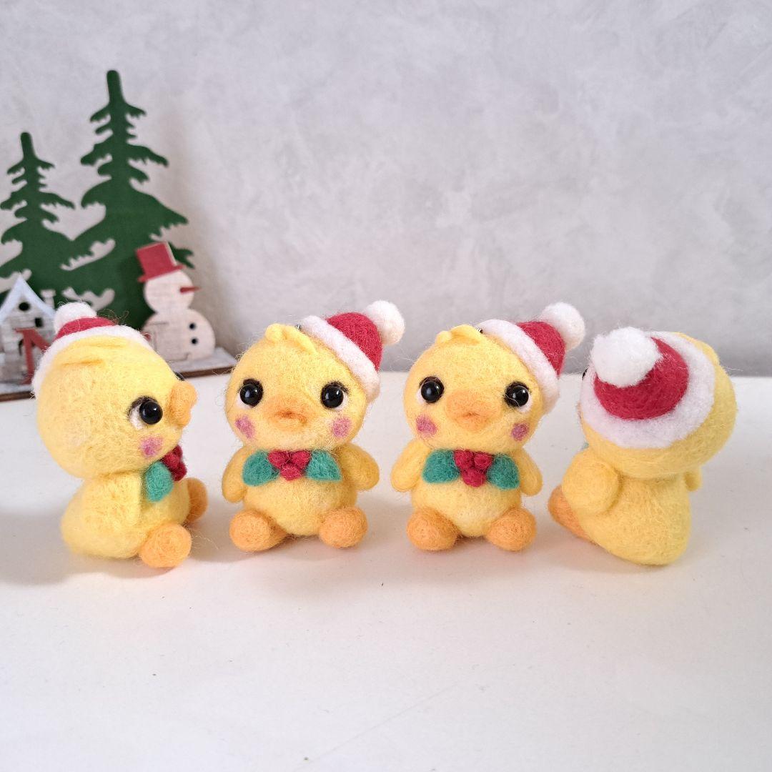 マリーちゃん☆ヒヨコサンタちゃんのストラップ４点　羊毛フェルト