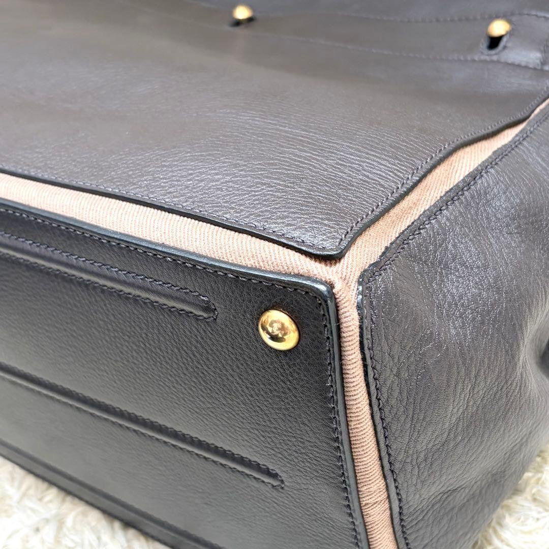 YSL イヴサンローラン ミューズトゥ グレー レザー ハンドバッグ　肩掛け