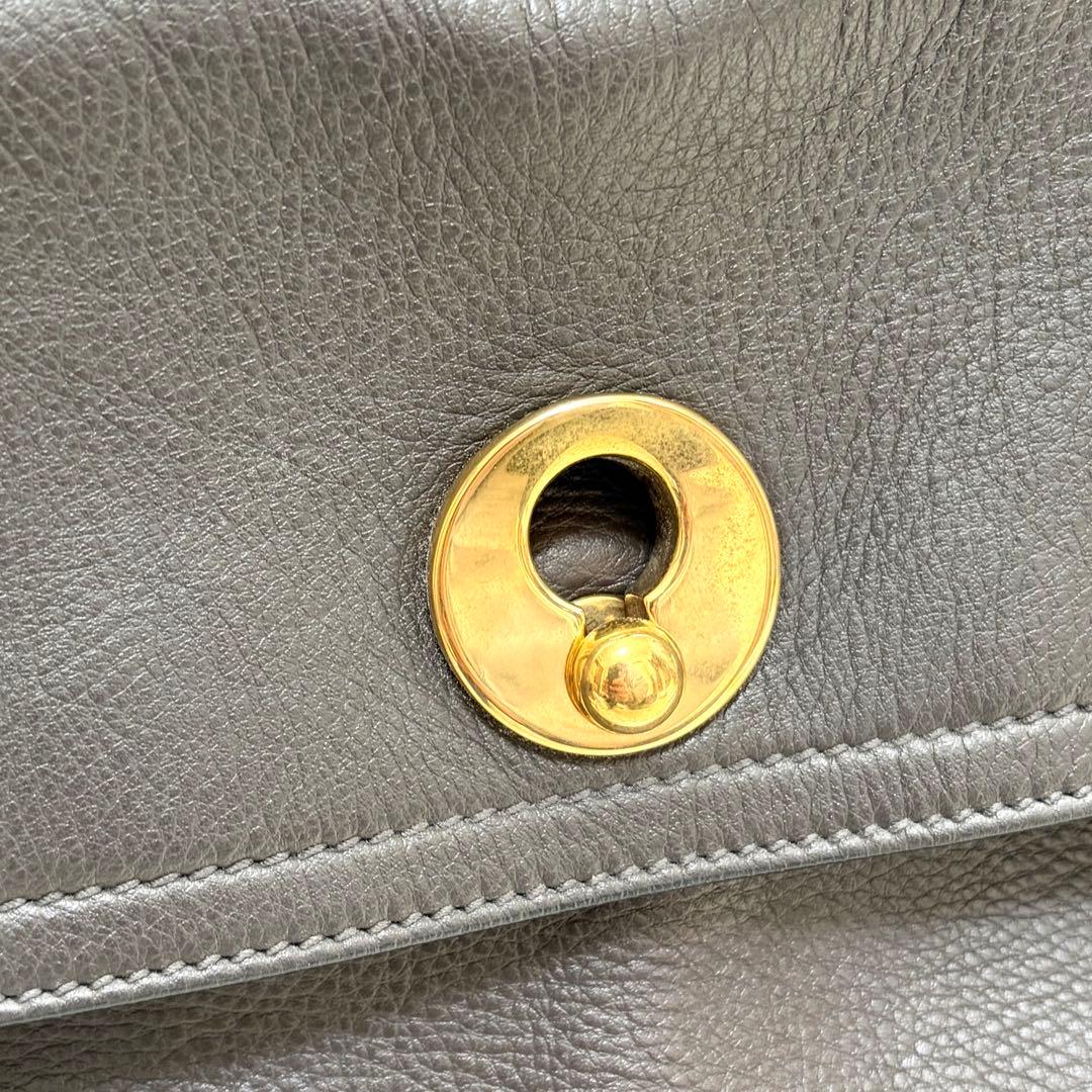 YSL イヴサンローラン ミューズトゥ グレー レザー ハンドバッグ　肩掛け