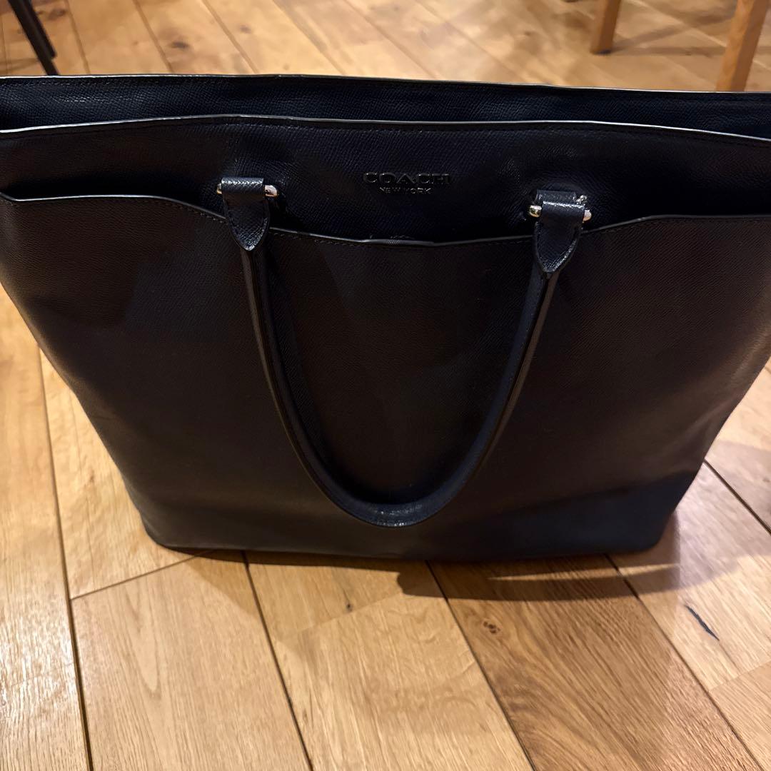 COACH コーチ レザートートバッグ ブラック｜上質レザー ビジネス／大容量