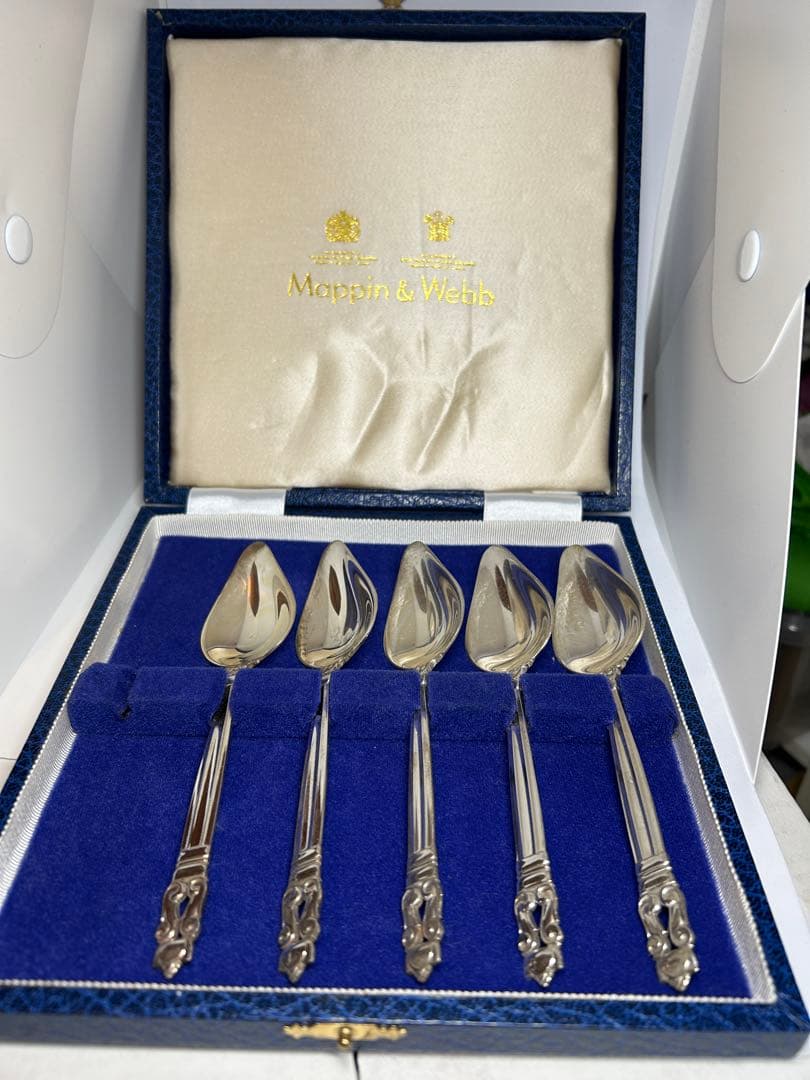 純銀ティースプーン　ジョージジェンセン エコーン 5本 Mappin&Webb箱