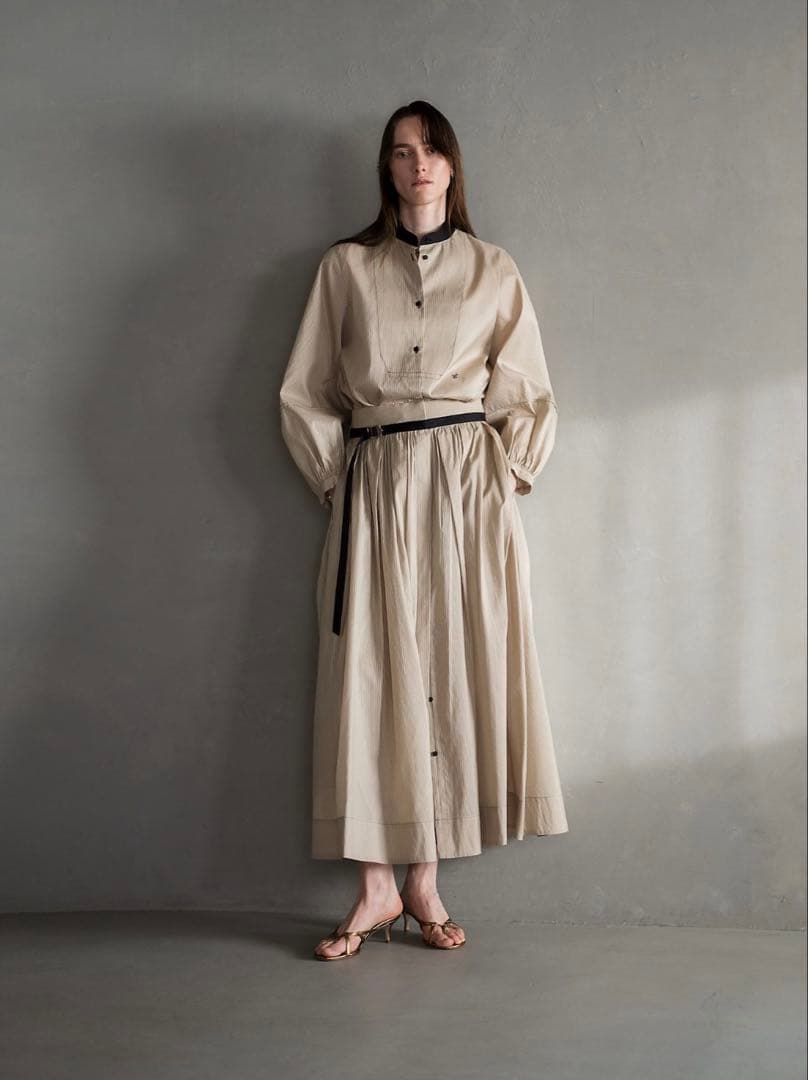 ebure Ron Hermanシルクコットンスルーストライプ ブラウス