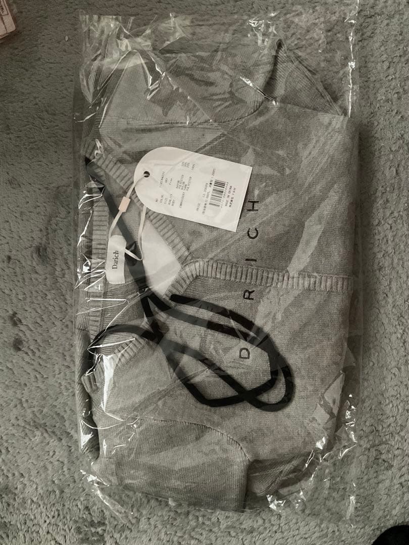 Darich ウエストオープンリボンデザインニットミニワンピース グレー F