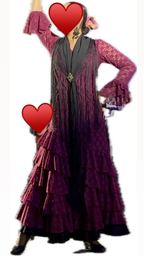 フラメンコドレス 紫 フリル付き