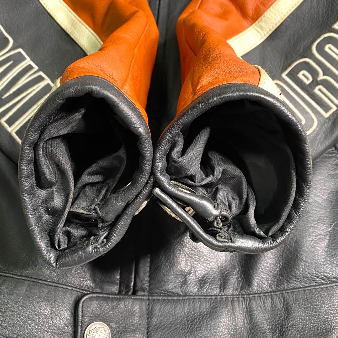 良品✨HARLEY-DAVIDSON ライダース L 本革 ロゴ ライナー 黒