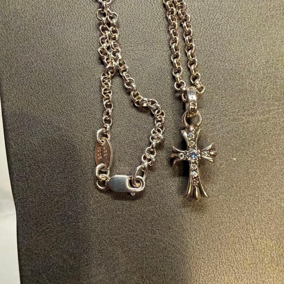 ①CHROME HEARTS ベイビーファット　パヴェダイヤ　ロールチェーン付き