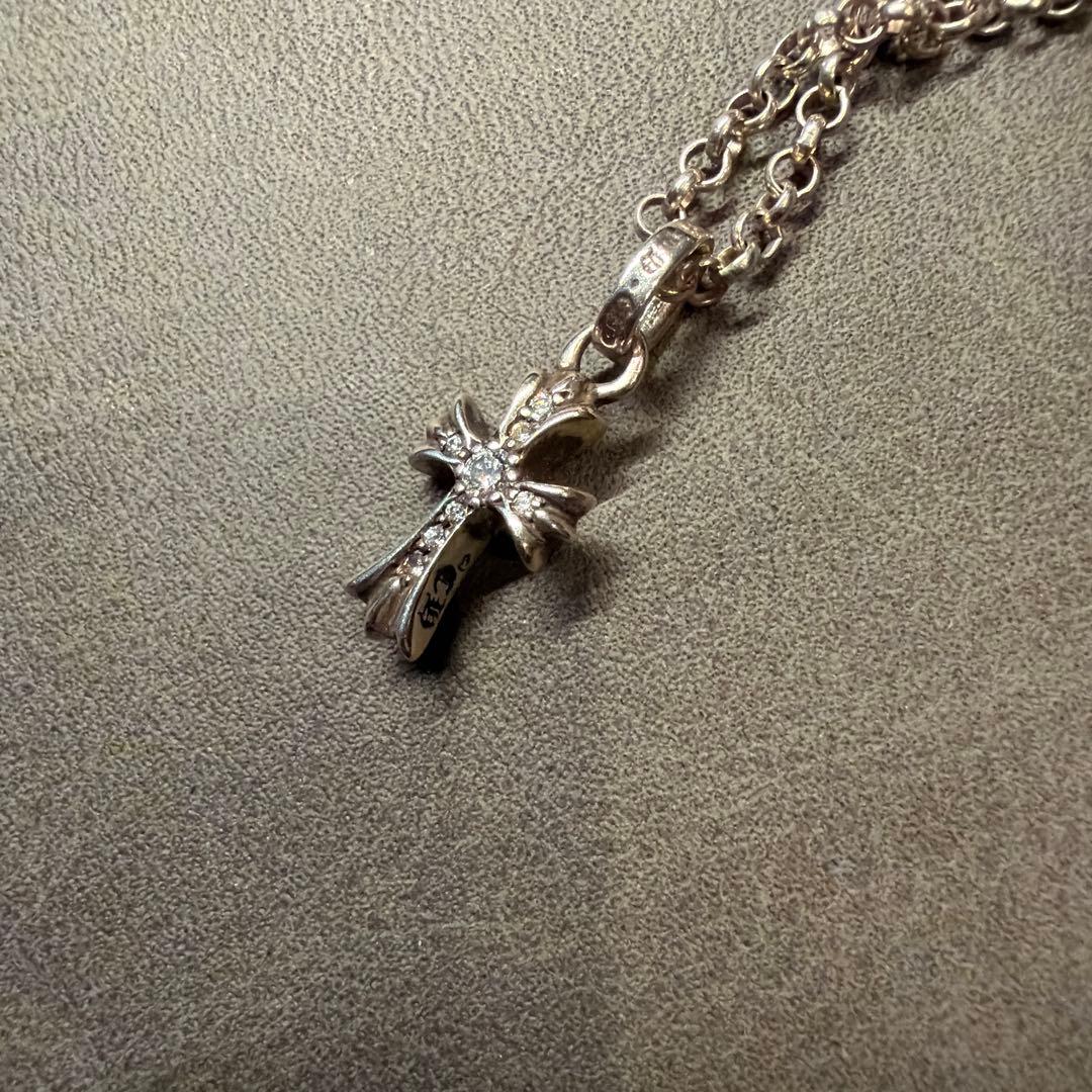 ①CHROME HEARTS ベイビーファット　パヴェダイヤ　ロールチェーン付き