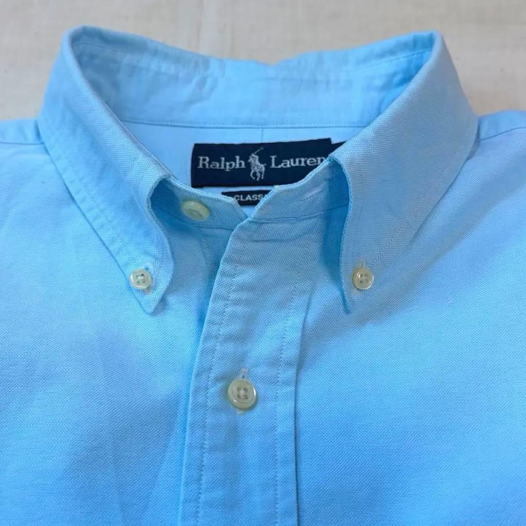 極美品◯春色 RALPH LAUREN ボタンダウンシャツ ブルー系 XL