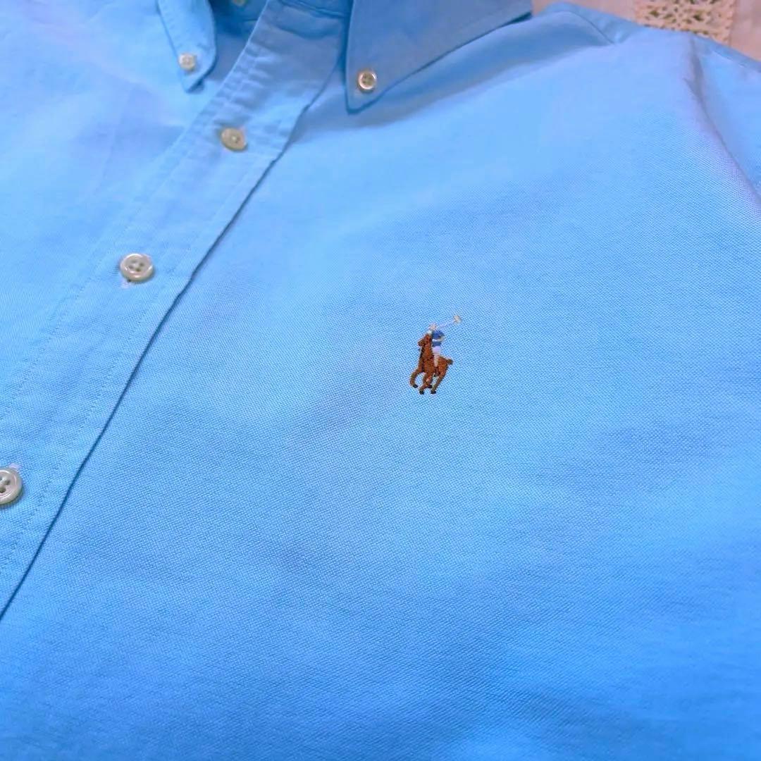 極美品◯春色 RALPH LAUREN ボタンダウンシャツ ブルー系 XL