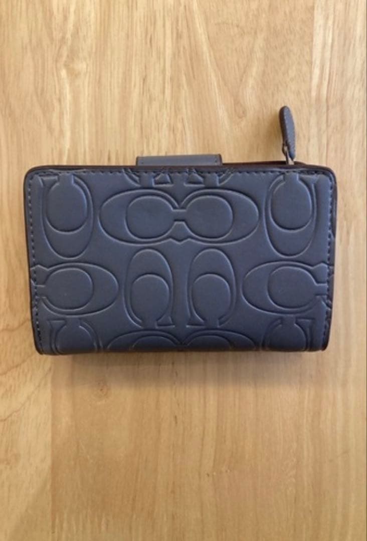 COACH コーチ 二つ折り財布 シグネチャー柄　グレー　正規品