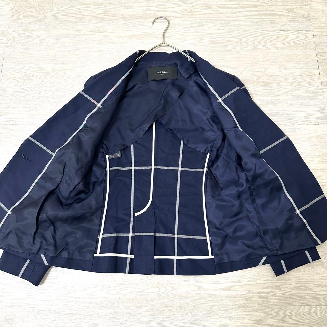 【極美品】ポールスミス ブラック チェック セットアップ スーツ ネイビー 40