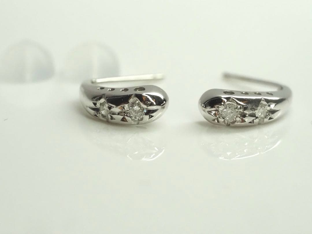 K14WG 天然ダイヤモンド デザインピアス