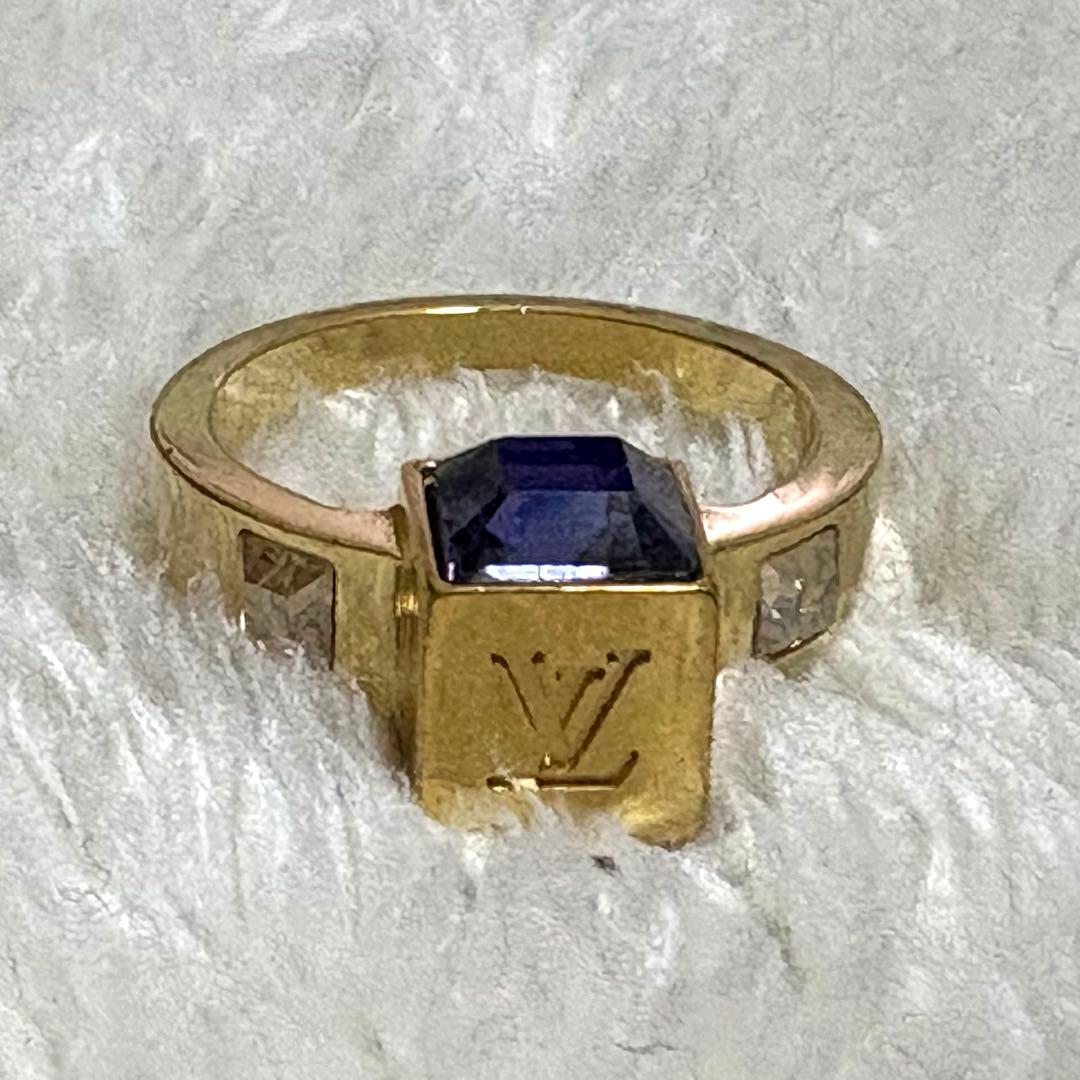 美品 ルイヴィトン M65098 バーグ ギャンブル リング ゴールド　S