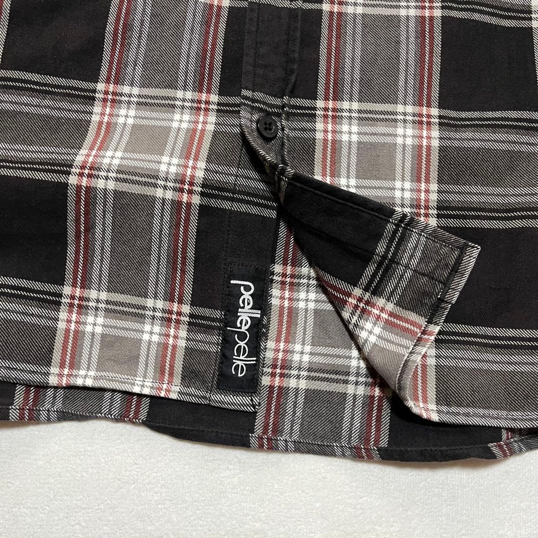 pelle pelle ペレペレ 3XL バックワッペン 厚手チェックネルシャツ