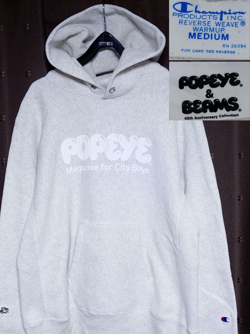 Champion×POPEYS×BEAMS リバースウィーブ スウェットパーカー