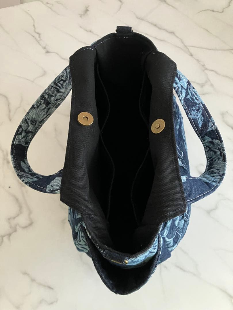 883 にさおり　花柄デニムリメイクバック　ハンドメイド2点